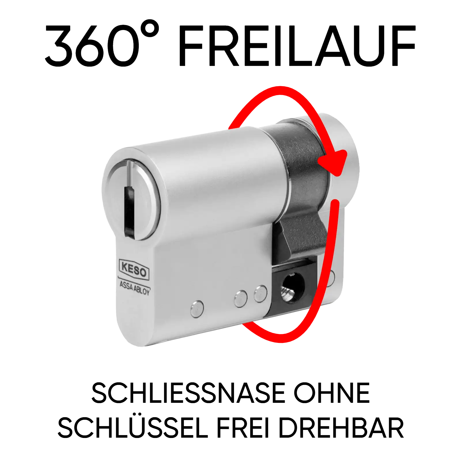 KESO 8000 Omega Halbzylinder FZG mit Freilauffunktion und Ziehschutz