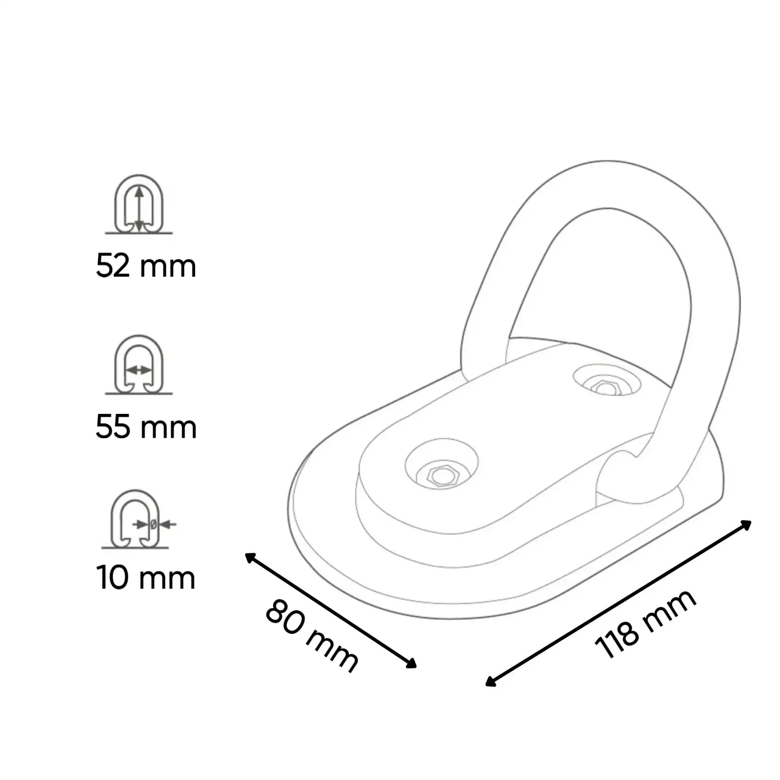 ABUS Wand- und Bodenanker WBA60 - technische Zeichnung