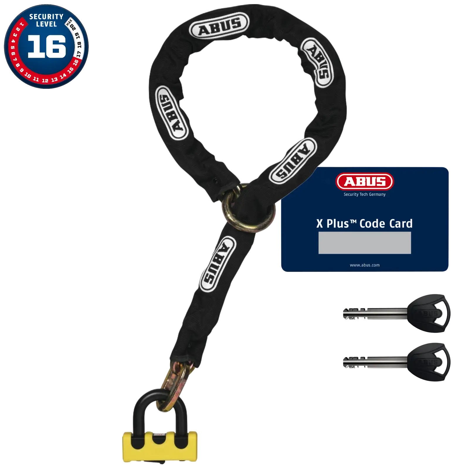 ABUS Bremsscheibenschloss Granit Power XS XPlus 67/105HB50 mit Schlosskette 12KS/120