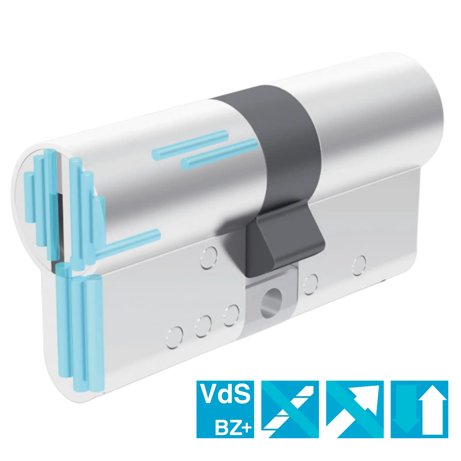 KESO 8000 Omega2 Ultra Doppelzylinder 81F15 mit Zieh-, Fräs- und Bohrschutz nach VdS BZ - Innenansicht