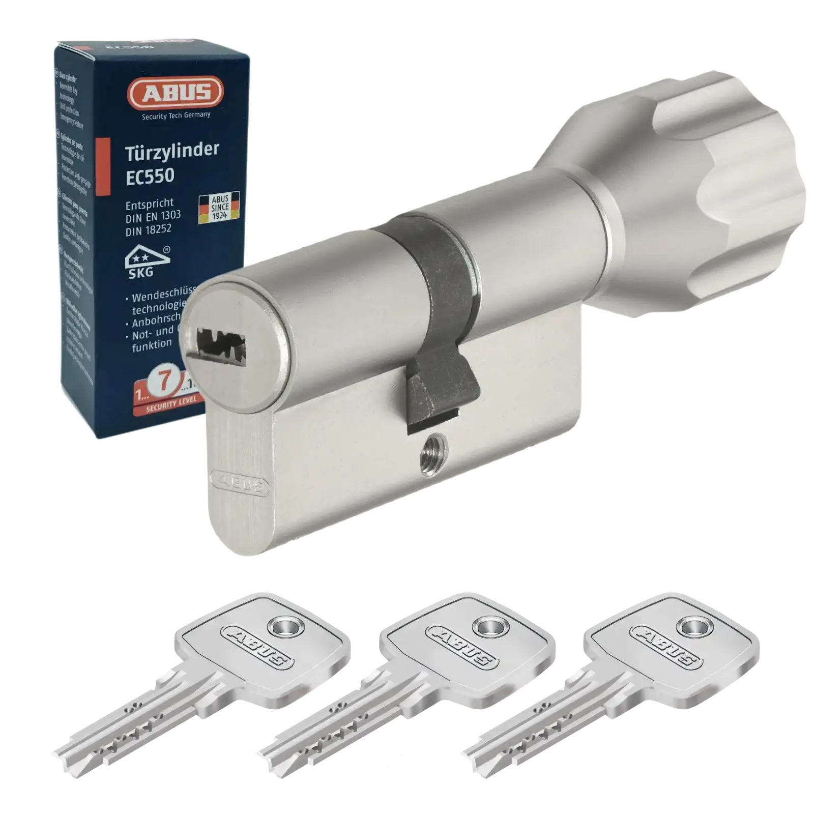 ABUS ECK550 Knaufzylinder mit Not- und Gefahrenfunktion und 3 Wendeschlüsseln