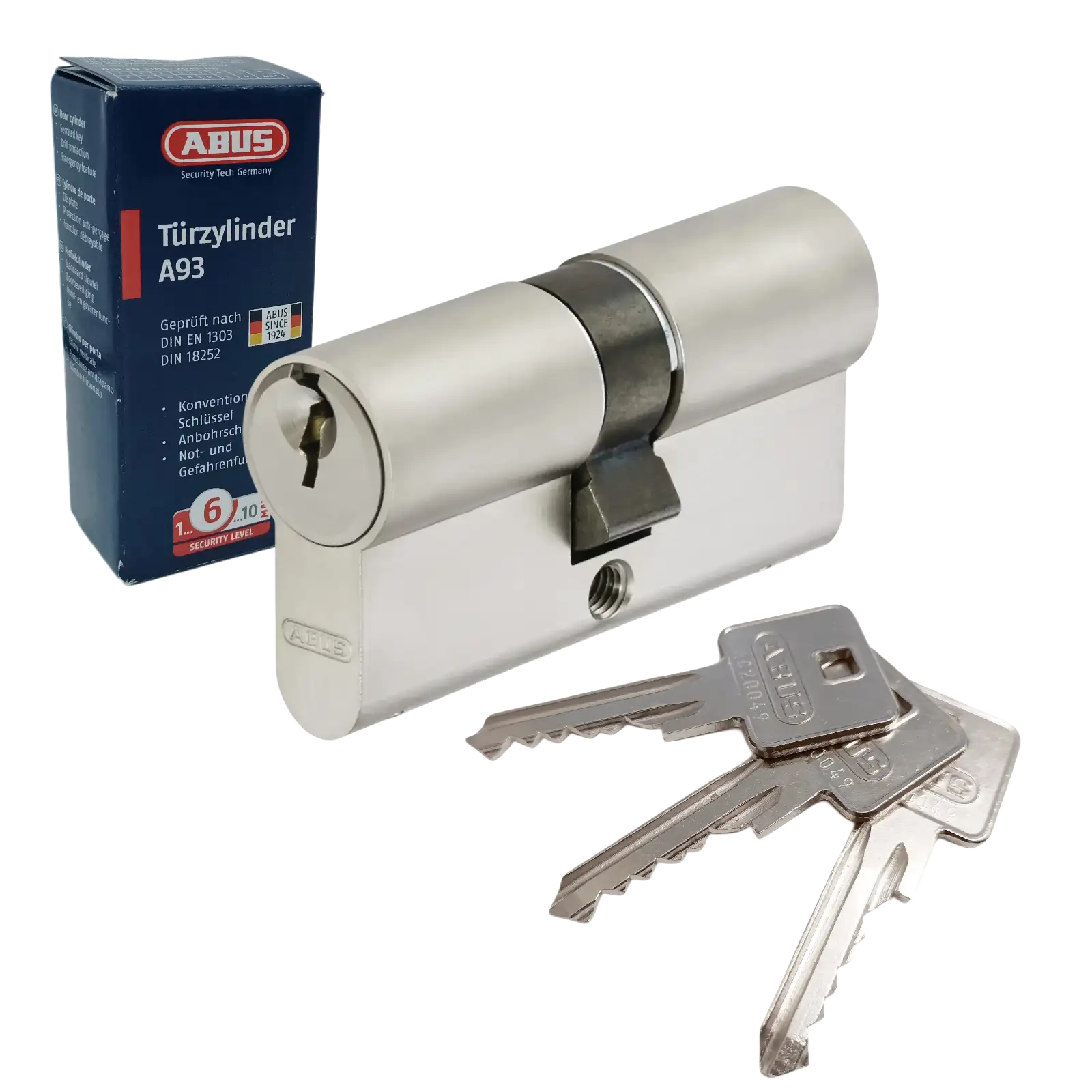 ABUS A93 Doppelzylinder mit Not- und Gefahrenfunktion und 3 Schlüsseln