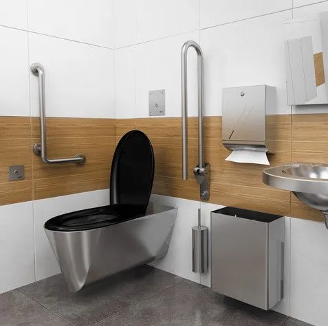 Edelstahl Mülleimer 24 Liter, Wandmontage - Mustertoilette