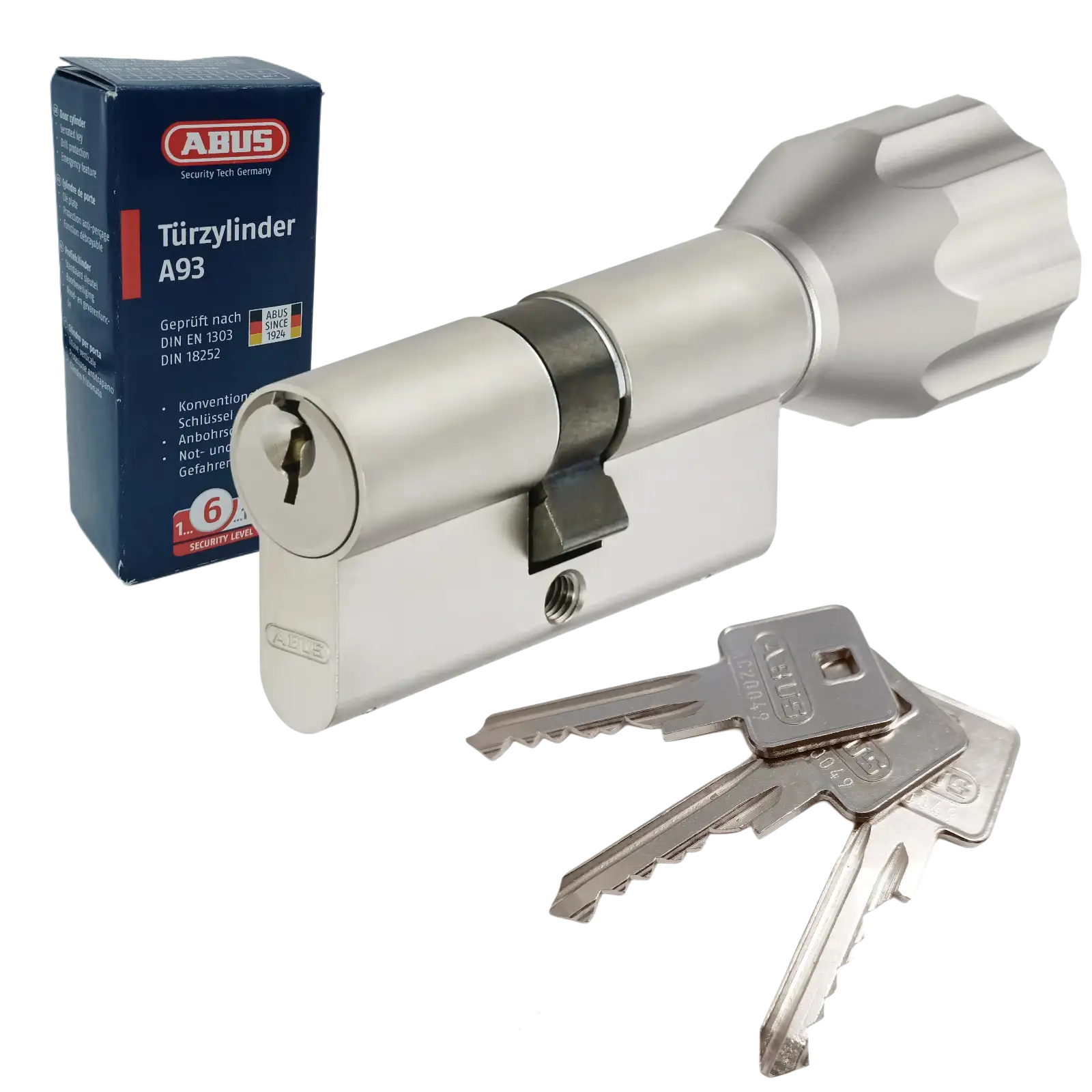 ABUS A93 Knaufzylinder mit Not- und Gefahrenfunktion und 3 Schlüsseln