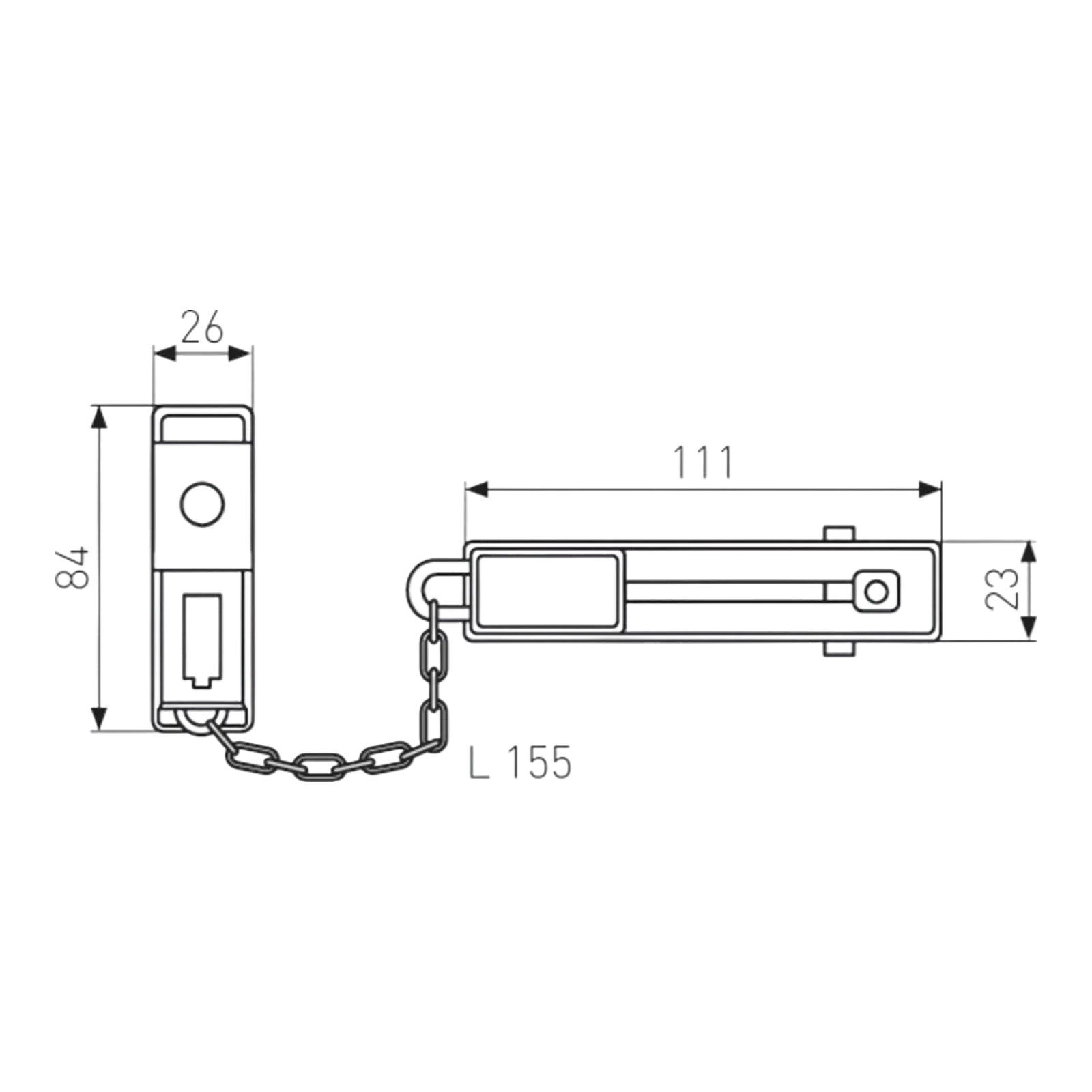 ABUS Türkette SK78, abschließbar - technische Zeichnung
