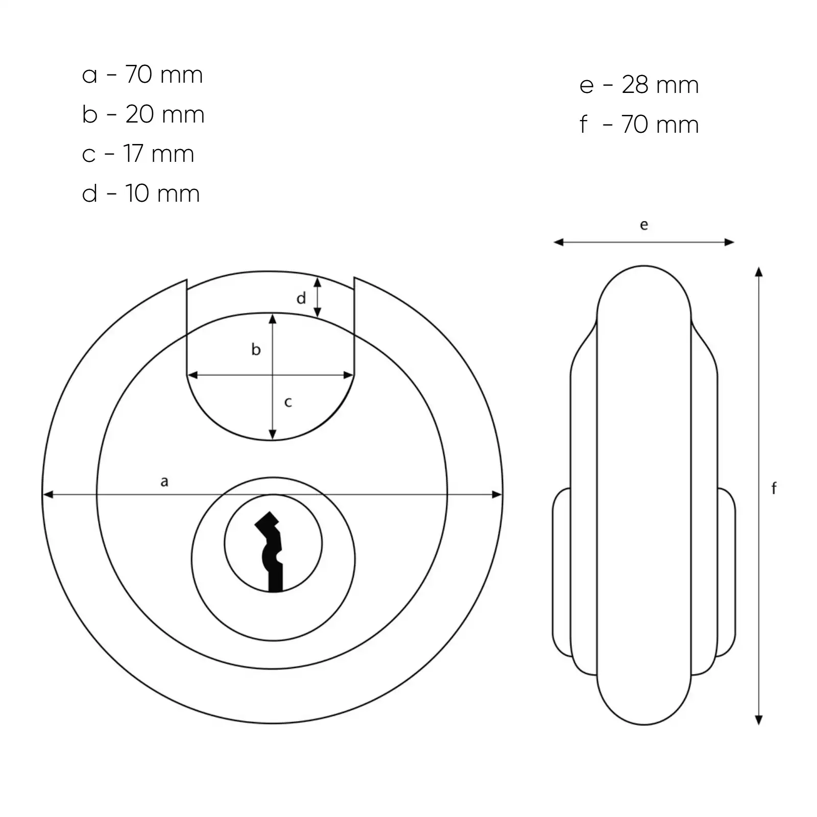 ABUS Diskusschloss 24/70 - technische Zeichnung