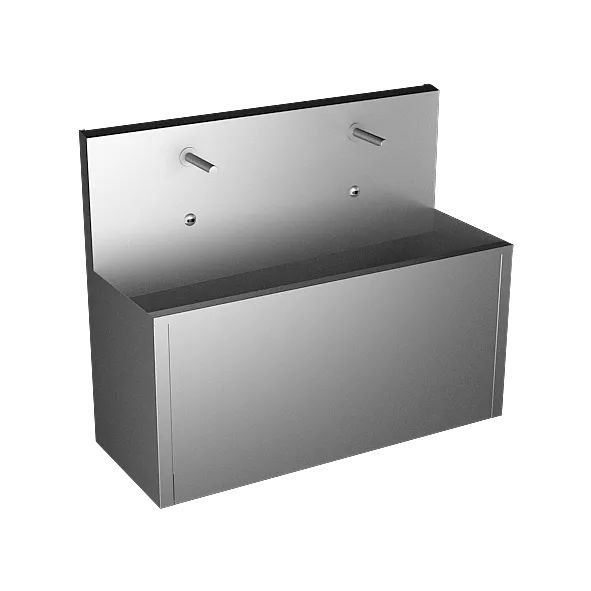 SANELA Edelstahl Waschrinne mit 2 Sensor-Armaturen SLUN80EA, Wandmontage, vandalensicher, 1250mm