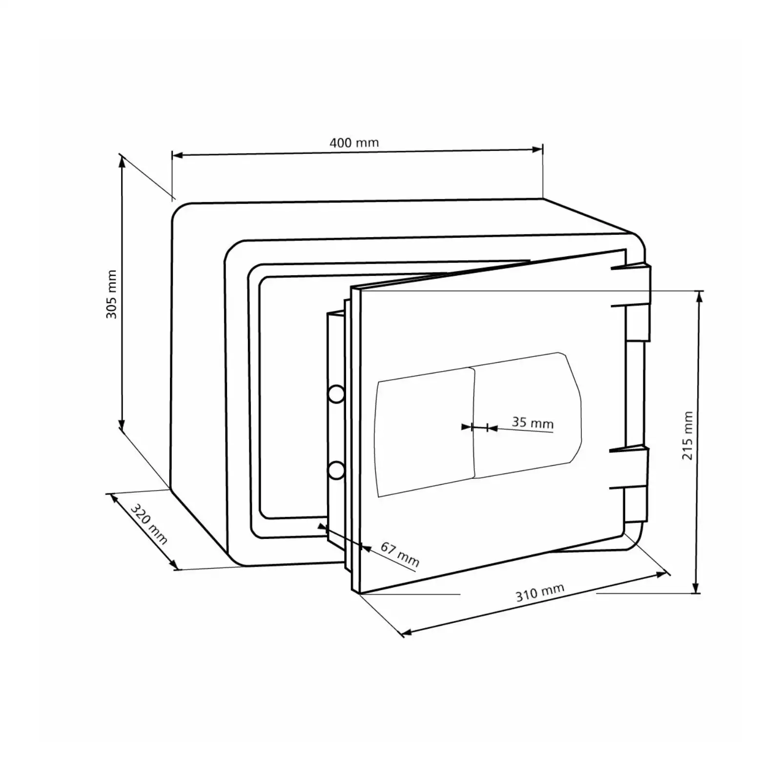 Burg Wächter Feuerschutztresor FP44E mit Elektronikschloss - technische Zeichnung
