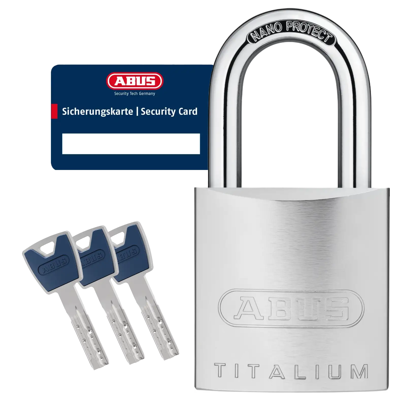 ABUS TITALIUM 86TI Vorhangschloss mit EC880 Halbzylinder, Sicherungskarte und Schlüsseln